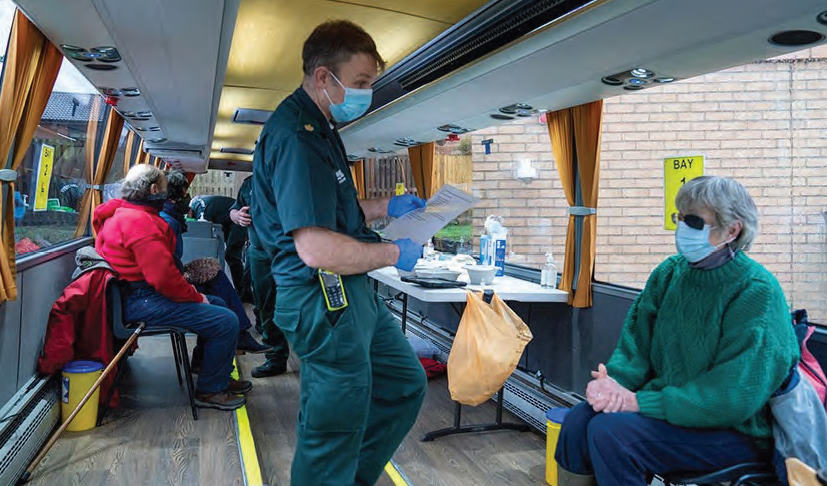 The Scottish Ambulance Service using one of Lochs ande Glens coaches during the pandemic