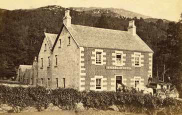 A old photo of the Inversnaid Hotel in the 1870